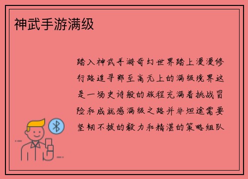 神武手游满级
